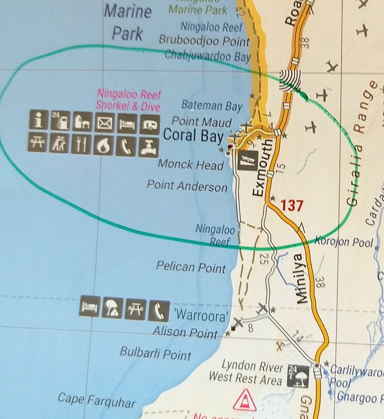 Coral  Bay township. Ningaloo reef is just off shore