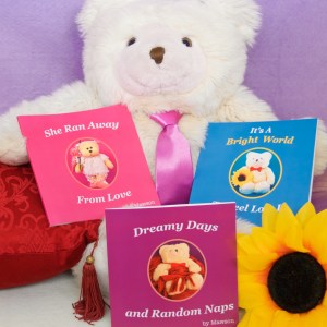 Mawson's little books with lots of heart are written in English. Only a few words in each book. Easy to read