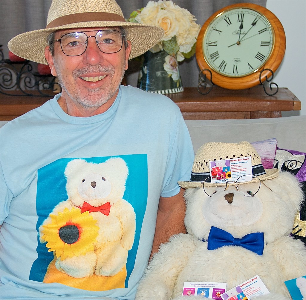 Mark, Mawson's Guardian, with Mawson Bear