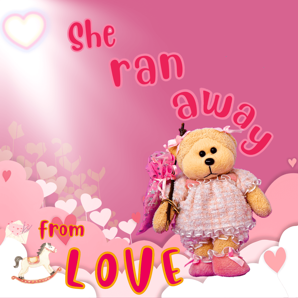 Frilly, our small pink heroine runs away from Love but learns how to be brave