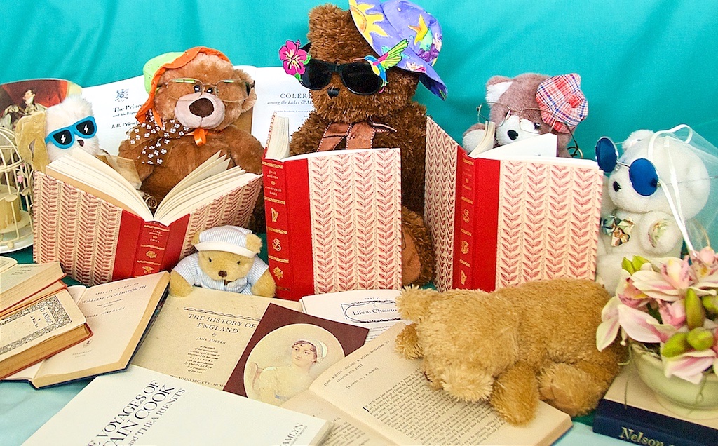 The Teddettes Jane Austen Book Club with some of Ms Auste's novels