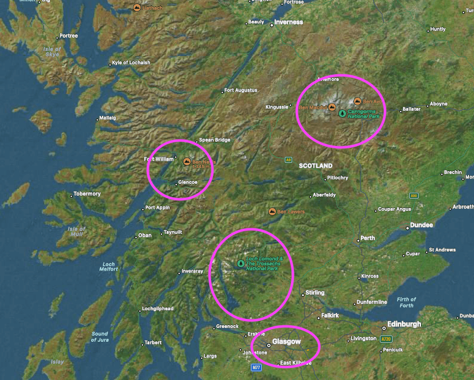 Map of Central and West Scotland