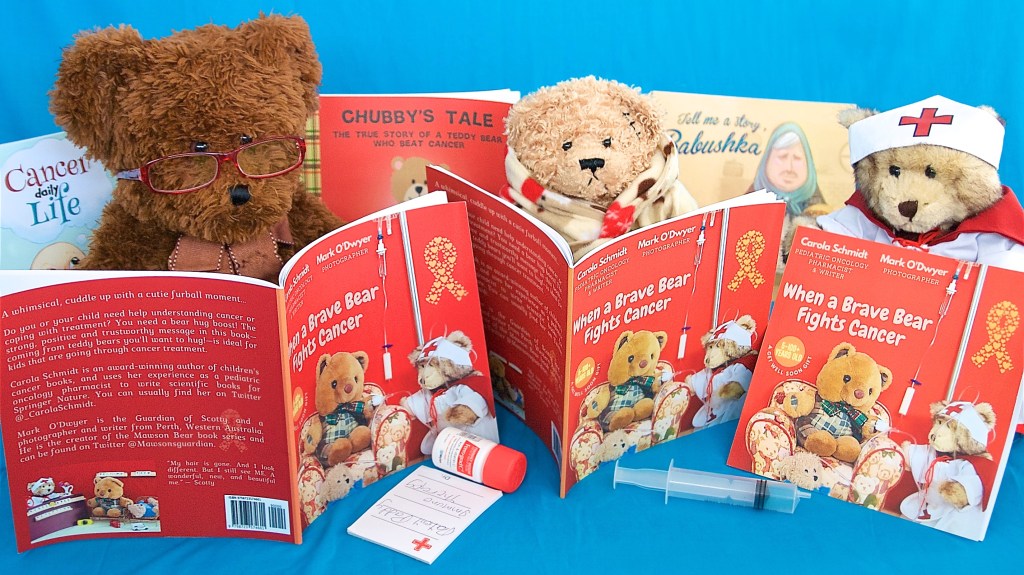 When A Brave Bear Fights Cancer; A Get Well Soon Book, by Carola Schmidt, features our very own Scotty bear