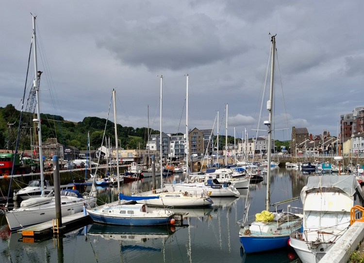 Small boats harbour in Douglas. Tide is in.